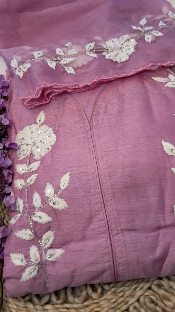 DOLA SILKFLORAL THREAD HANDWORKED SALWAAR SUIT SET GE717