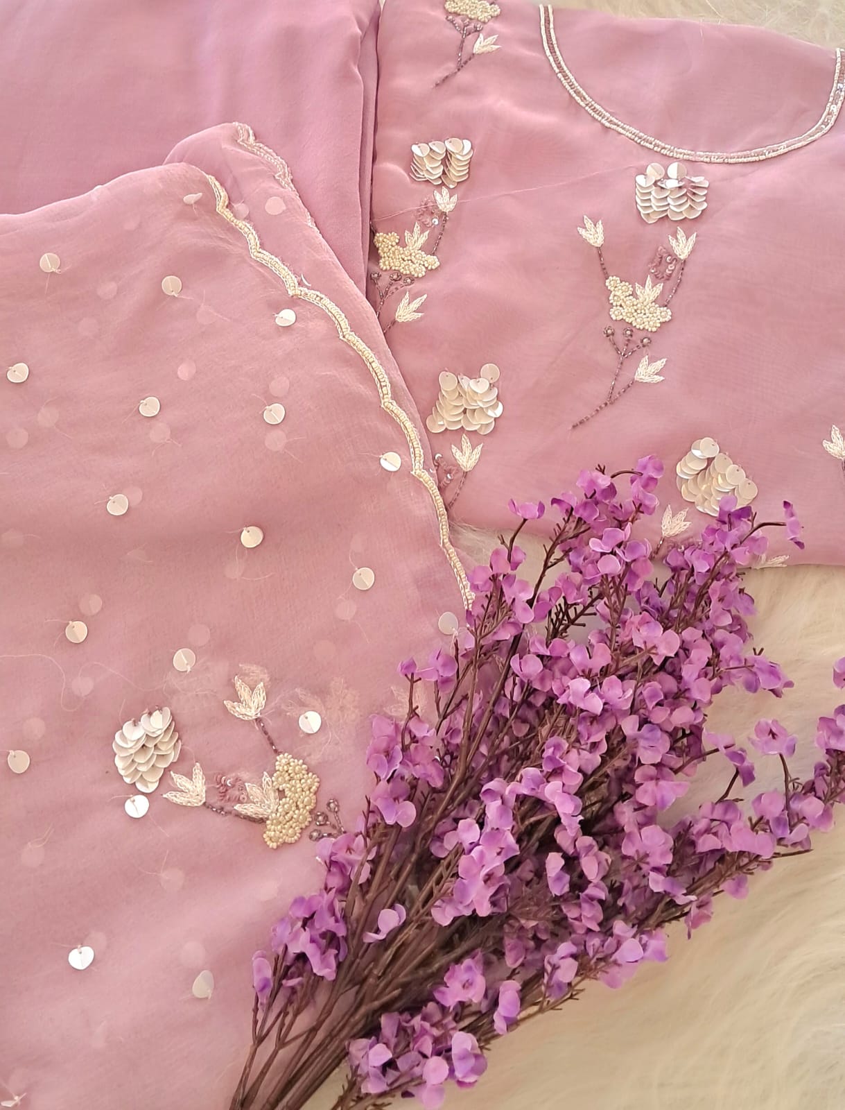 PARTY WEAR ORGANZA HANDWORK UNSTICHED SALWAR SUIT GE702