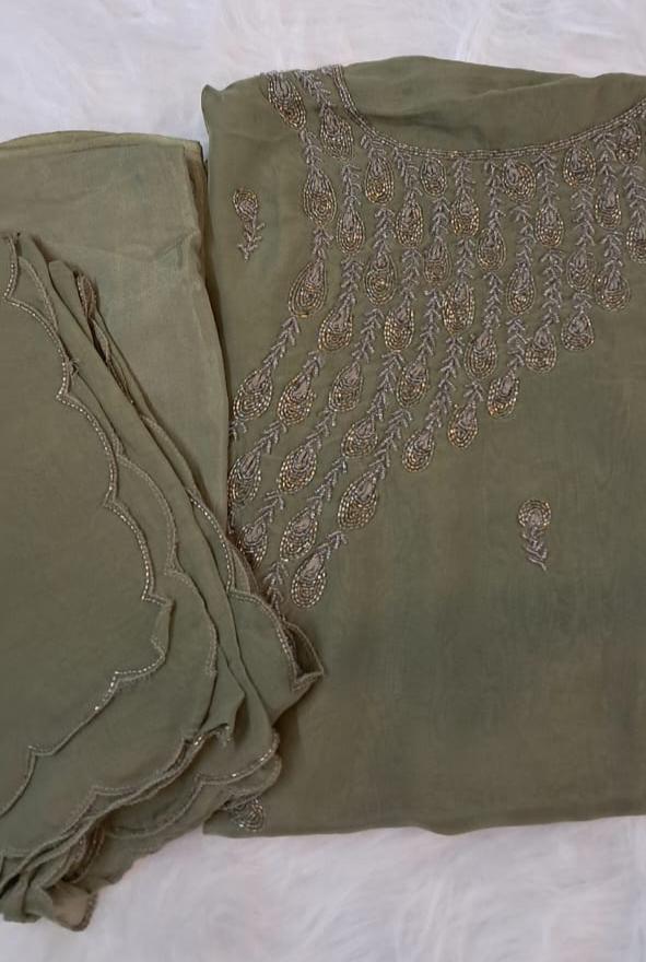 ORGANZA HANDWORK UNSTICHED SALWAR SUIT GE704