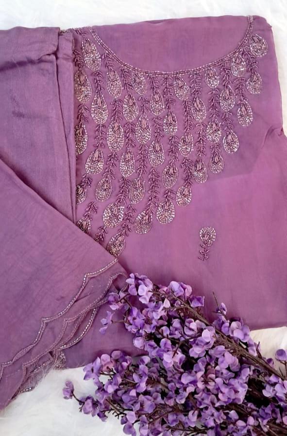 ORGANZA HANDWORK UNSTICHED SALWAR SUIT GE706