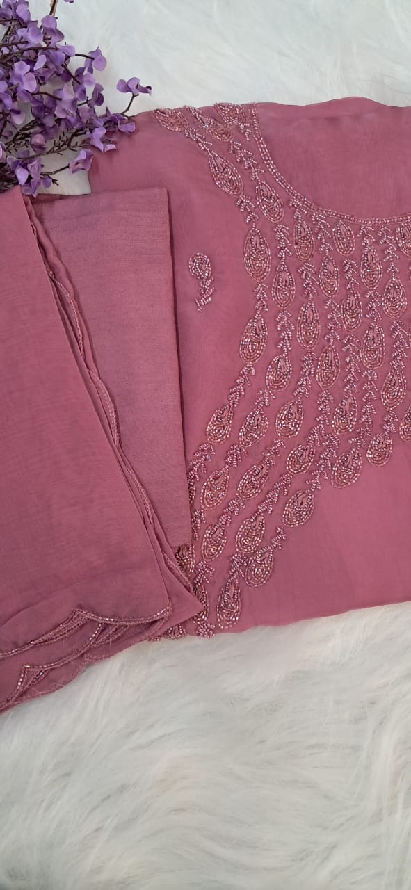 ORGANZA HANDWORK UNSTICHED SALWAR SUIT GE707