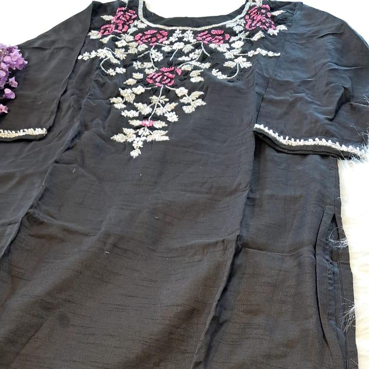 DOLA SILK FLORAL HANDWORKED SALWAAR SUIT SET GE713
