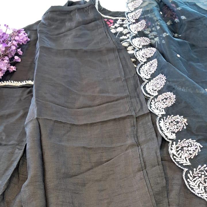 DOLA SILK FLORAL HANDWORKED SALWAAR SUIT SET GE713