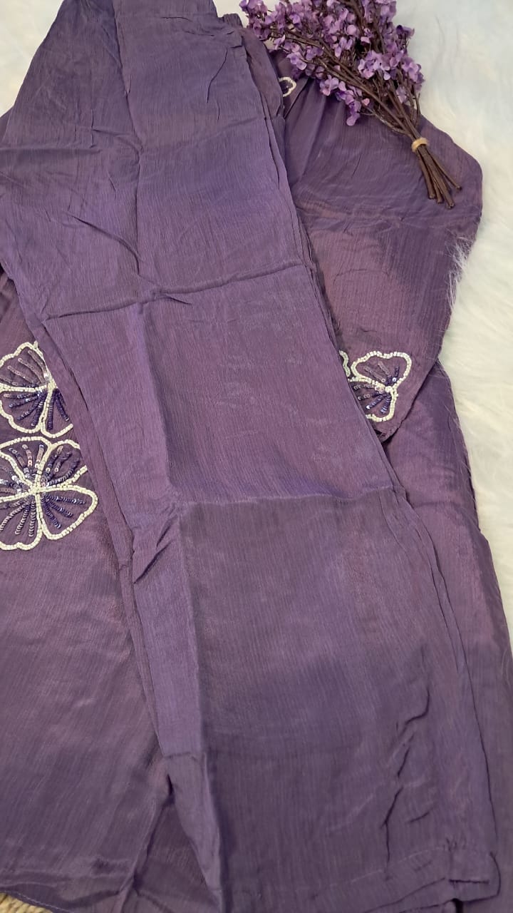 MUSLIN HANDWORKED COORD SET GE719