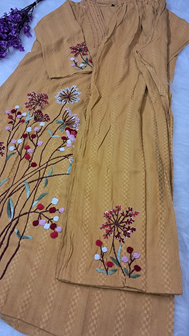 RAYON HANDWORKED COORD SET GE725