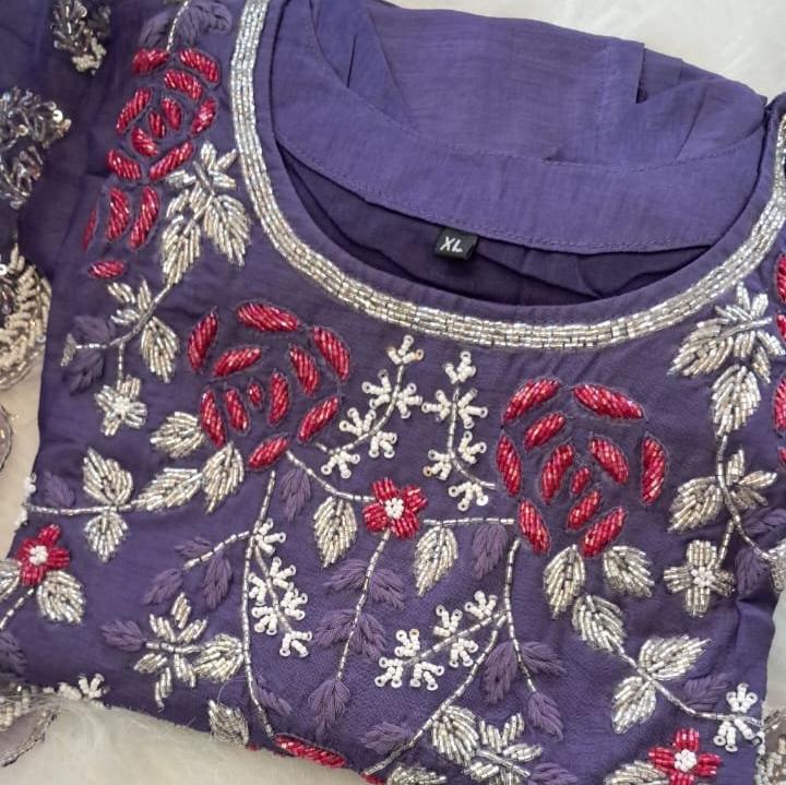 DOLA SILK FLORAL HANDWORKED SALWAAR SUIT SET GE712